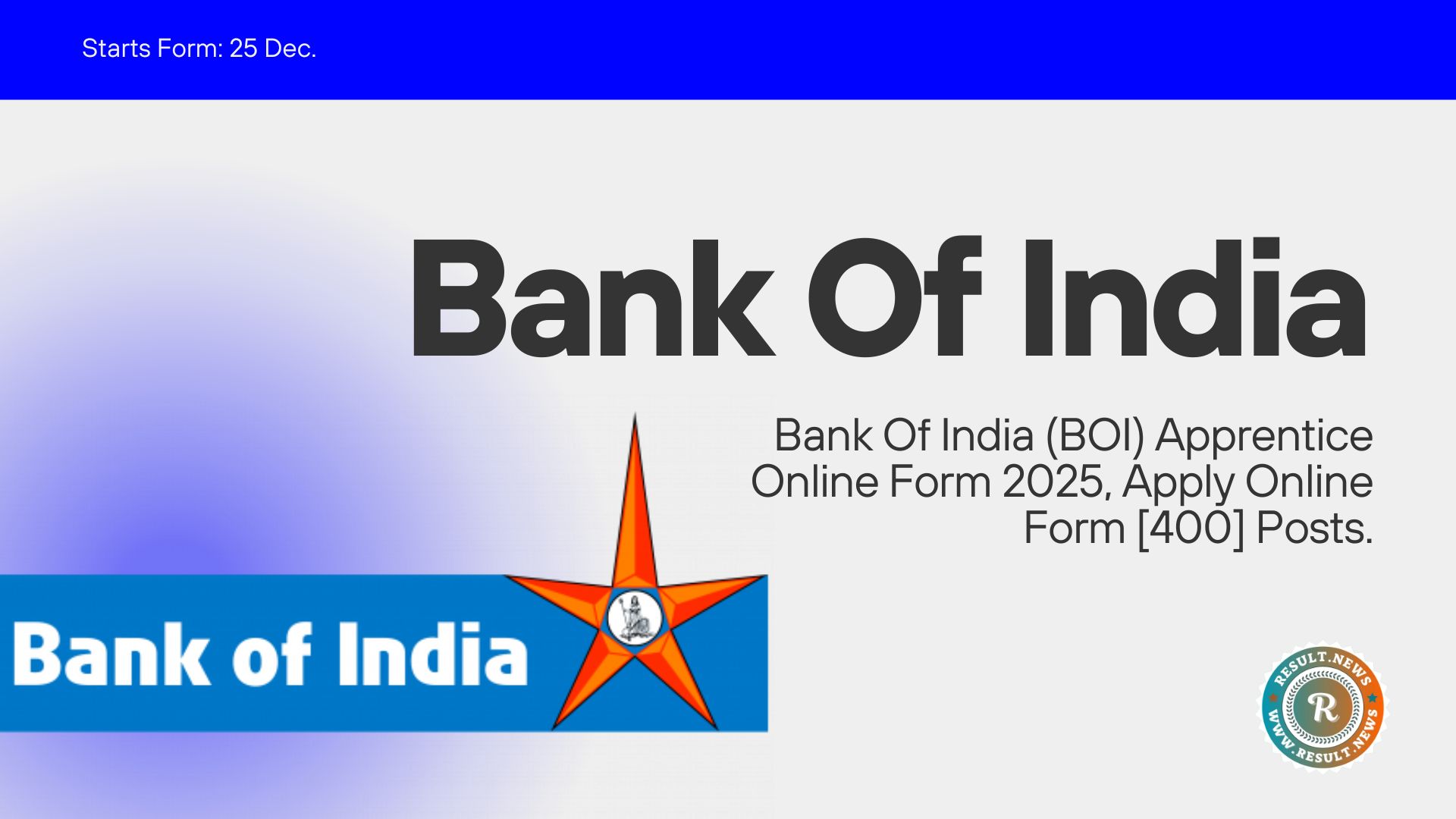 Bank of India Recruitment 2025 Apply Online