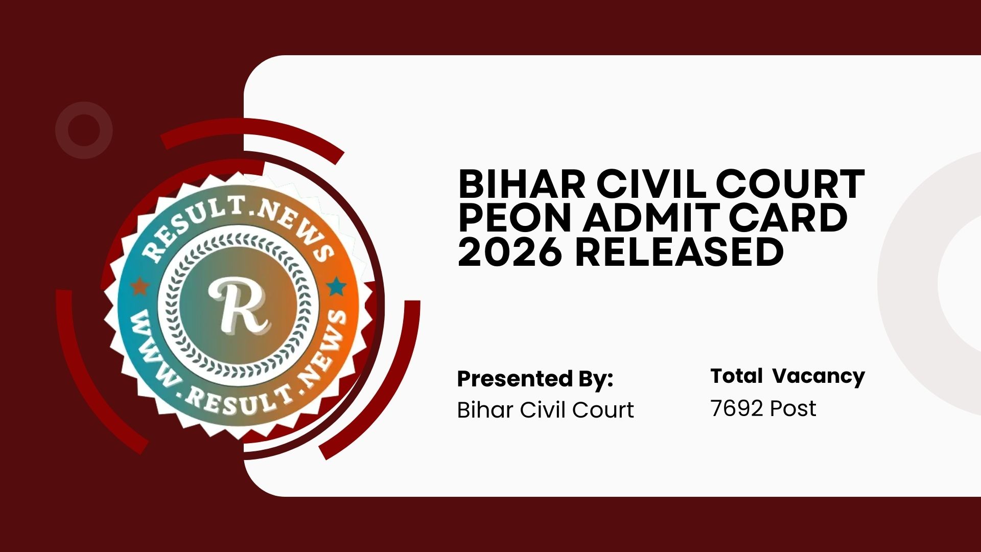 Bihar Civil Court Peon Admit Card 2026
