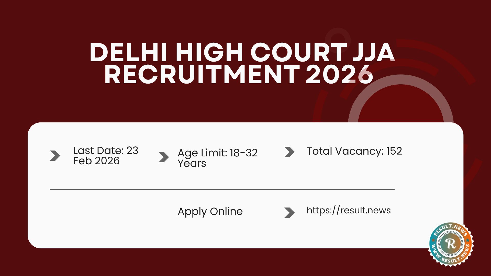 Delhi High Court JJA Online Form 2026.