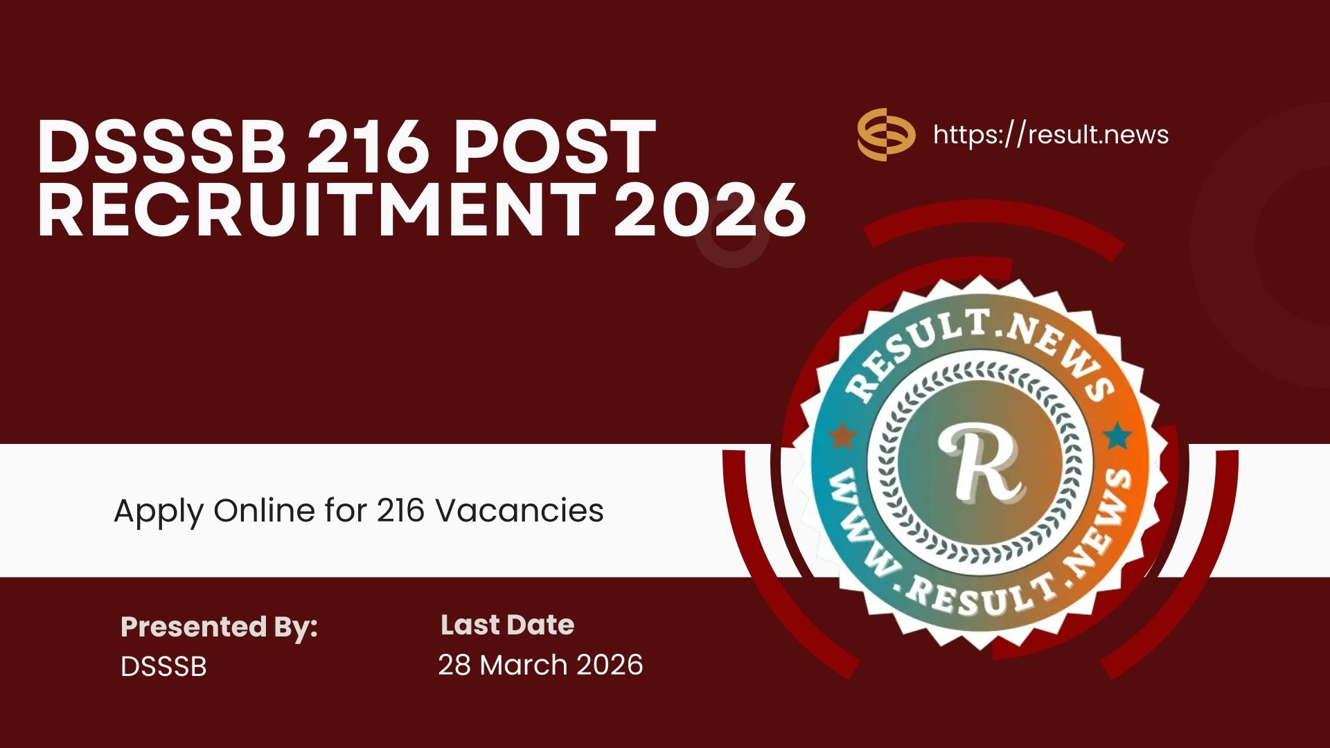DSSSB Various Post Recruitment 2026