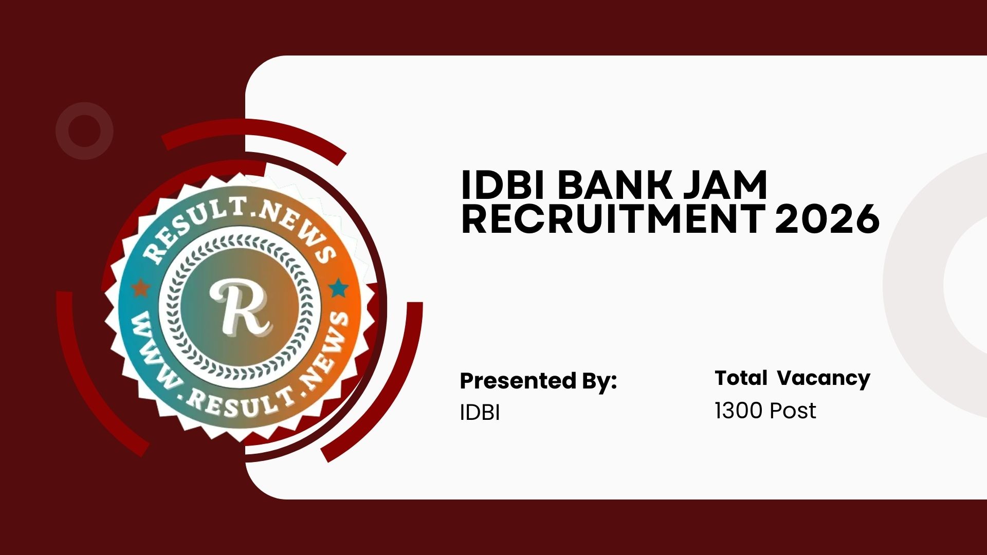 IDBI Bank JAM Online Form 2026