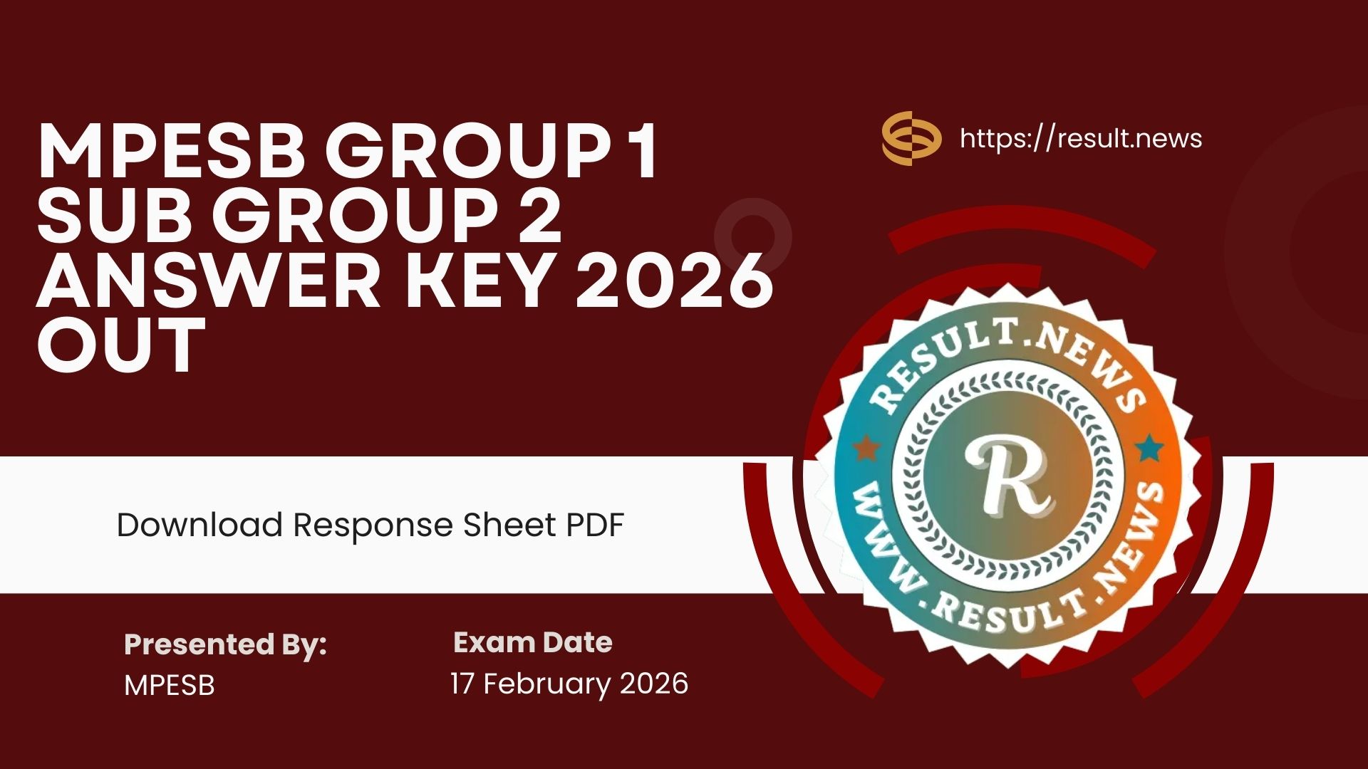 MPESB Group 1 Sub Group 2 Answer Key 2026