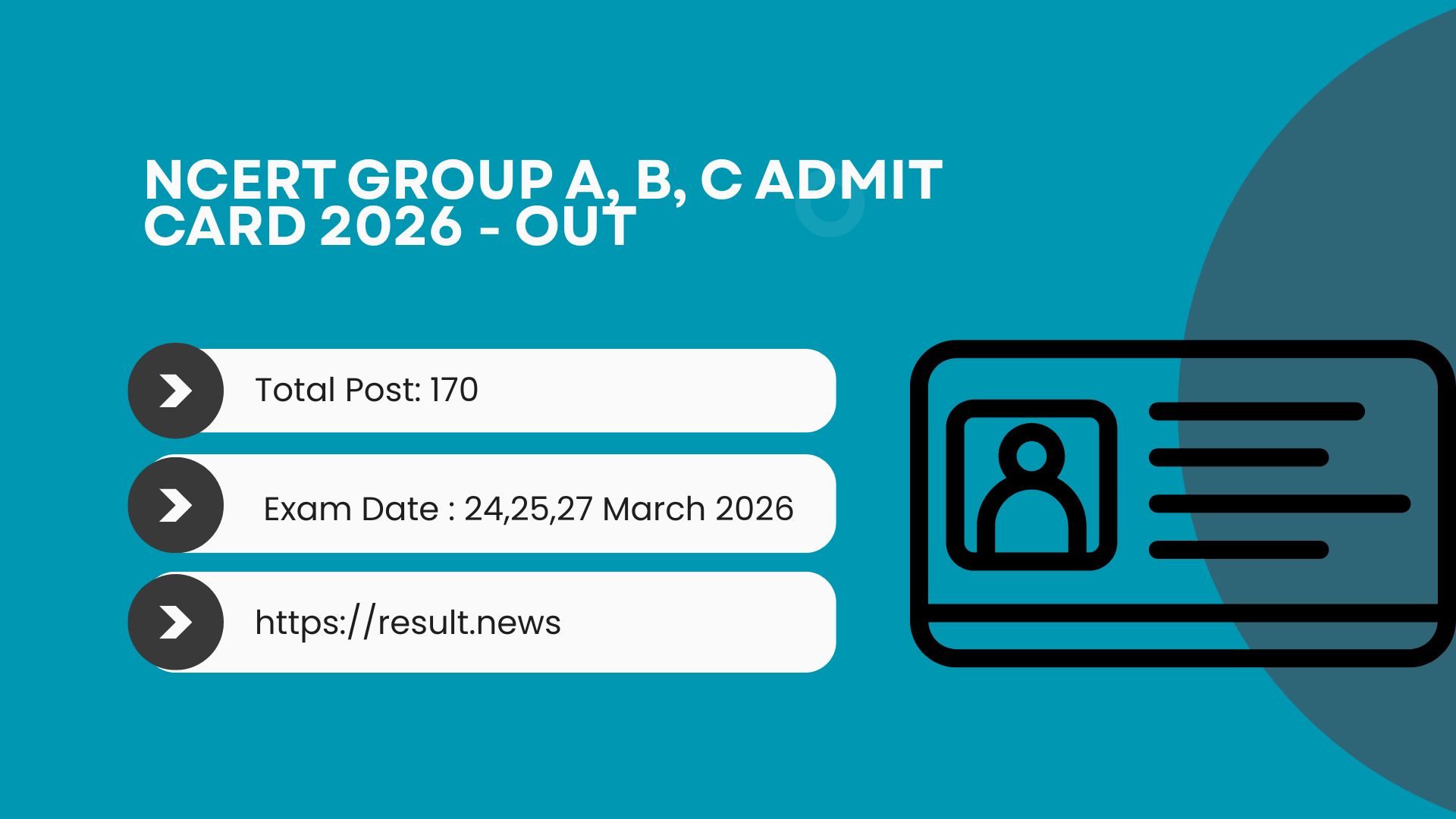 NCERT Group A, B, C Admit Card 2026