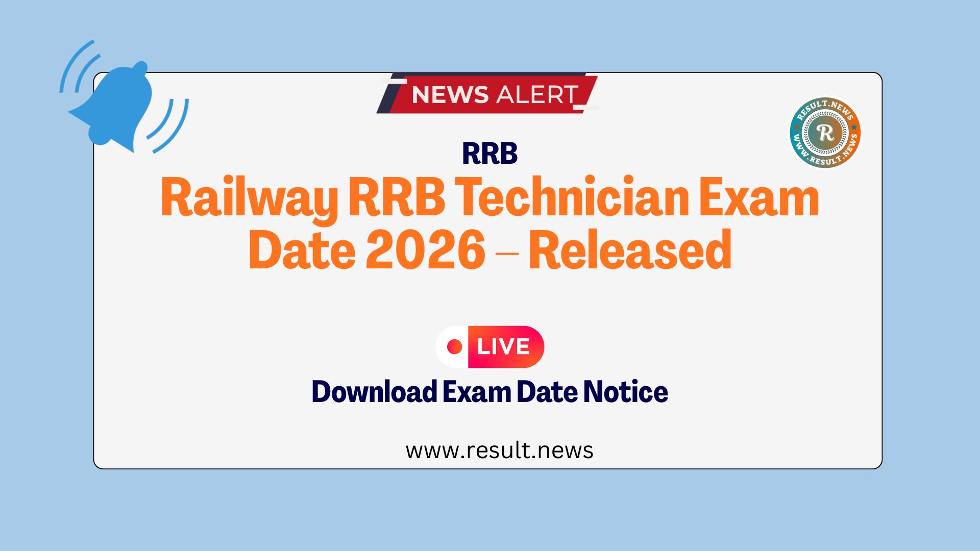 Railway RRB Technician Exam Date 2026