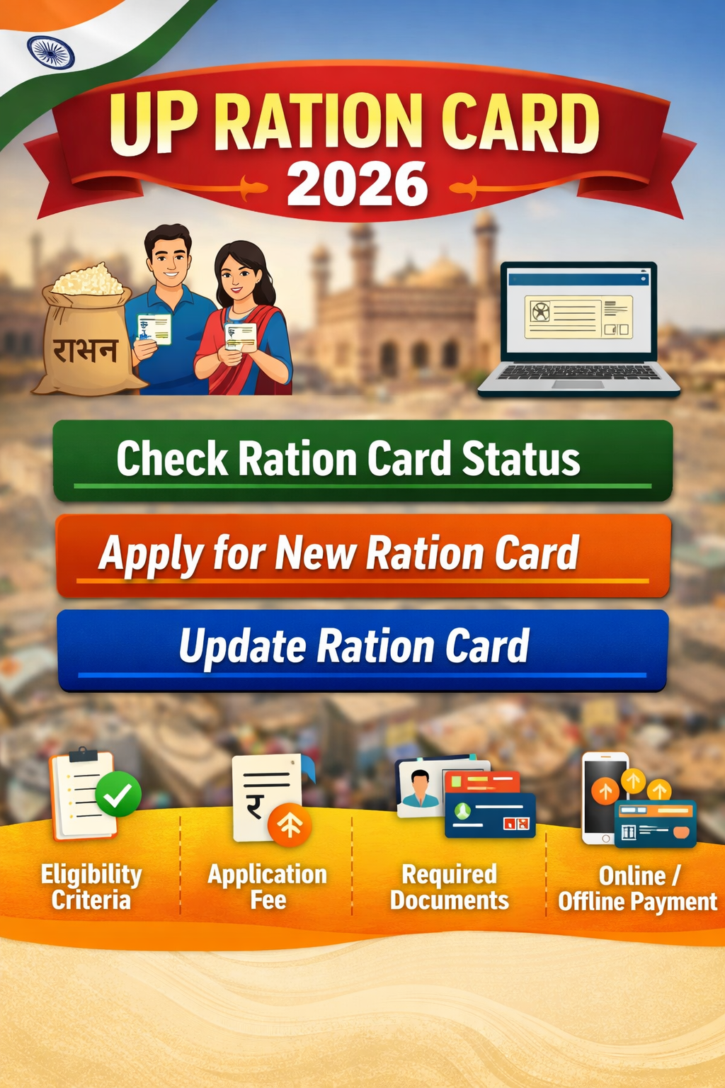 UP Ration Card-Aplication,Staus,Correction 2026