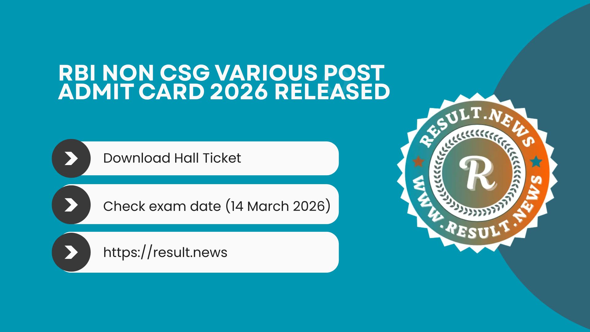 RBI Non CSG Various Post Admit Card 2026