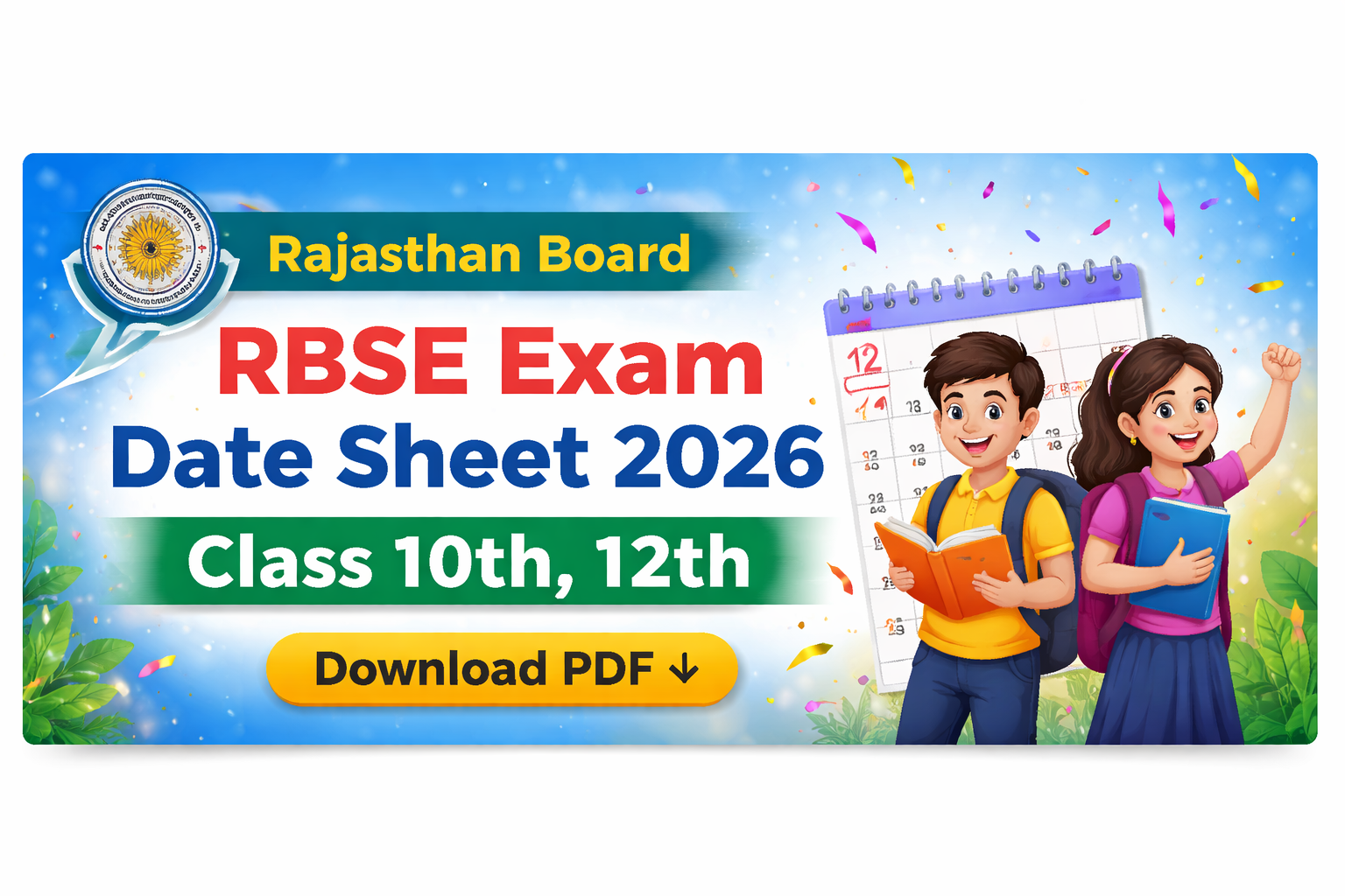 RBSE Exam Date Sheet 2026