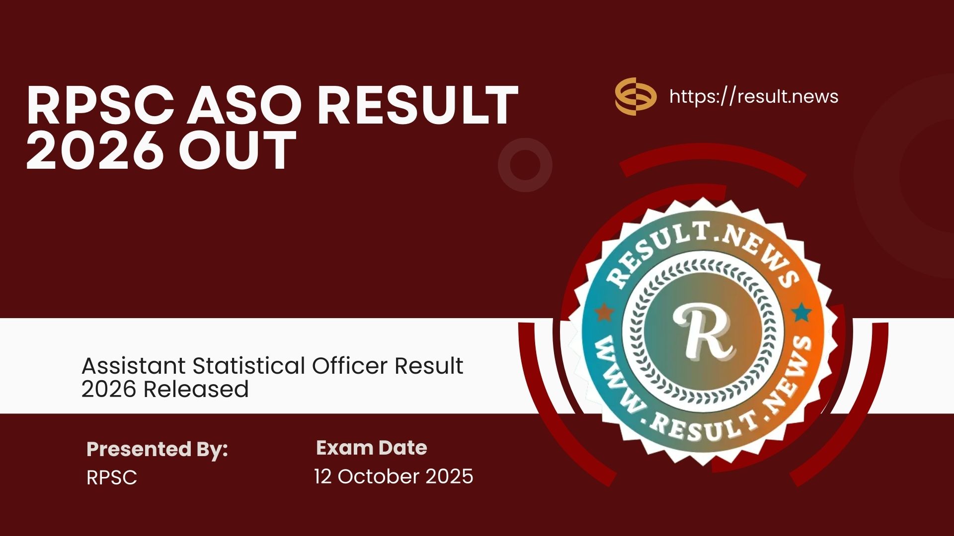 RPSC Assistant Statistical Officer (ASO) Result 2026