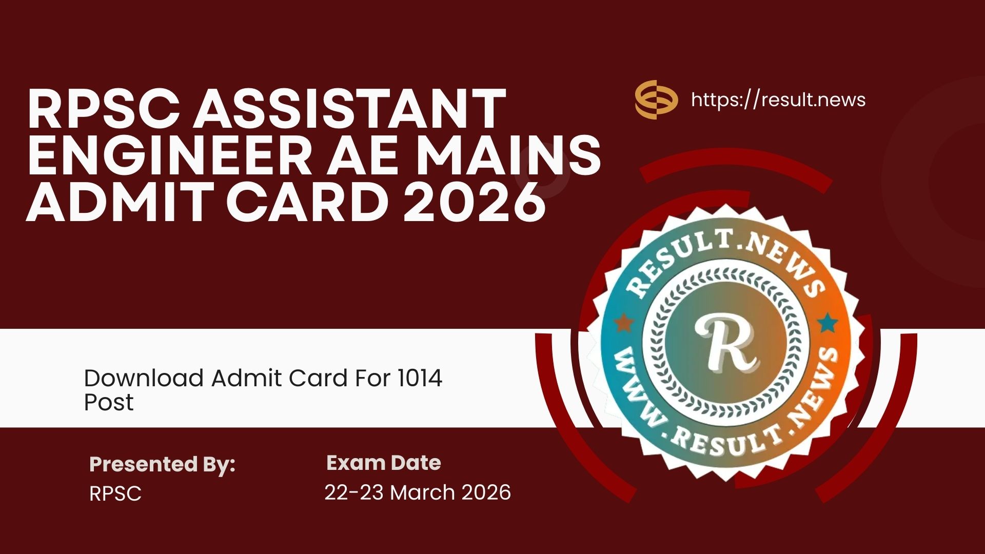  RPSC Assistant Engineer AE Mains Admit Card 2026