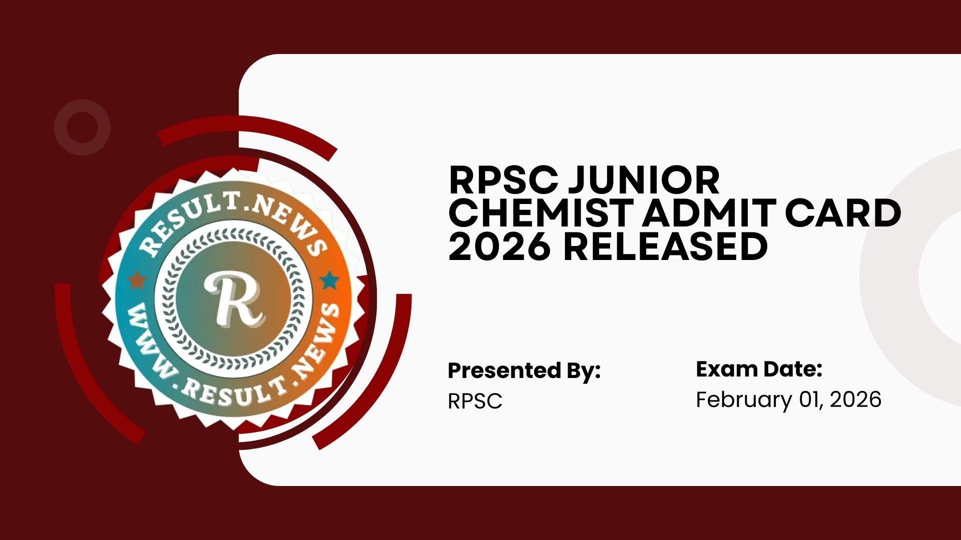  RPSC Junior Chemist Admit Card 2026