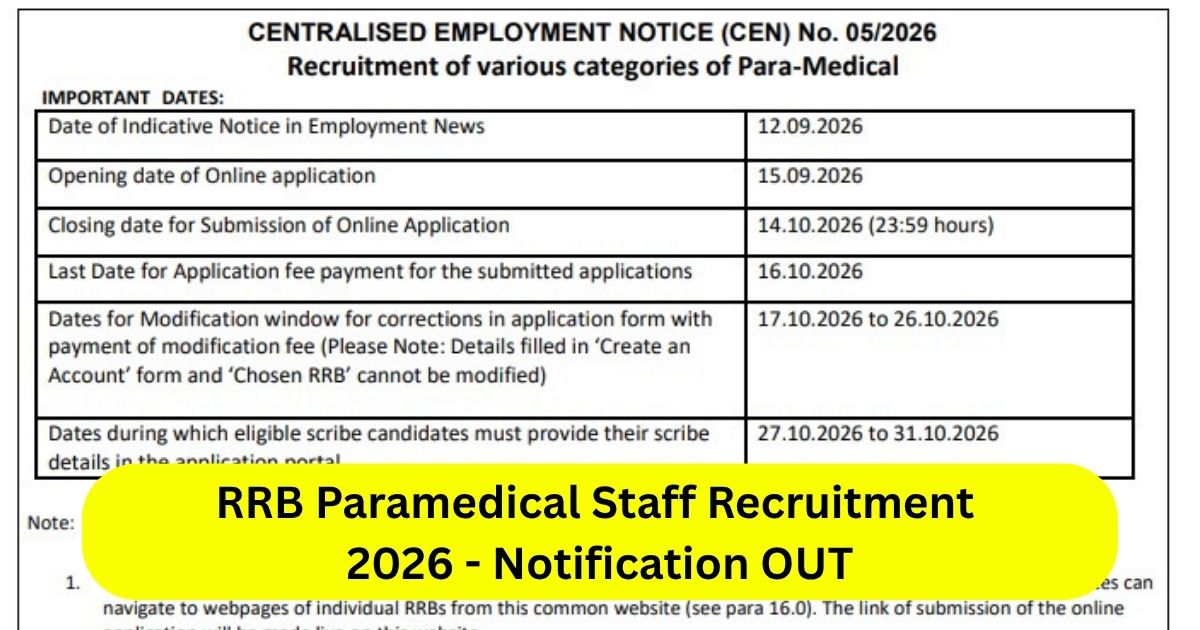   RRB Paramedical Staff Recruitment 2026