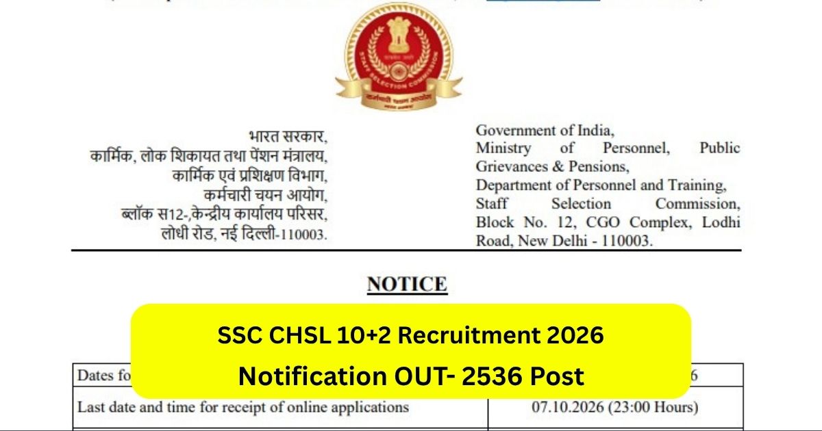 SSC CHSL 10+2 Online Form 2026