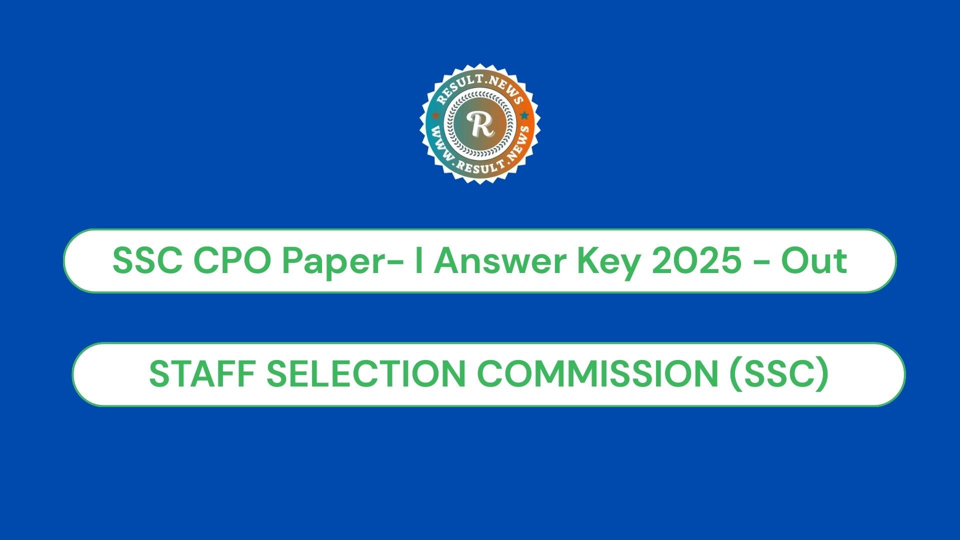 SSC CPO SI Paper I Answer Key 2025