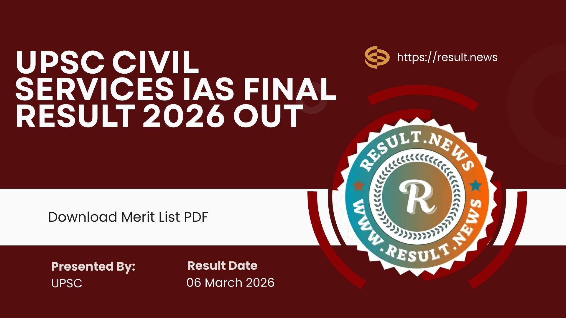 UPSC Civil Services IAS Final Result 2026