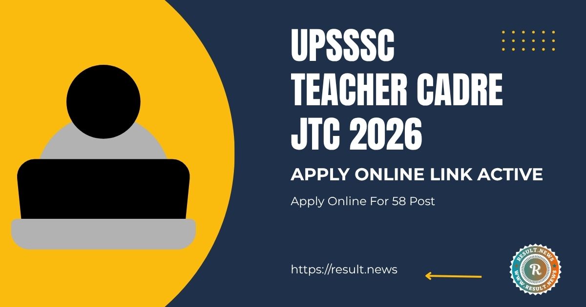 UPSSSC Teacher Cadre JTC Recruitment 2026
